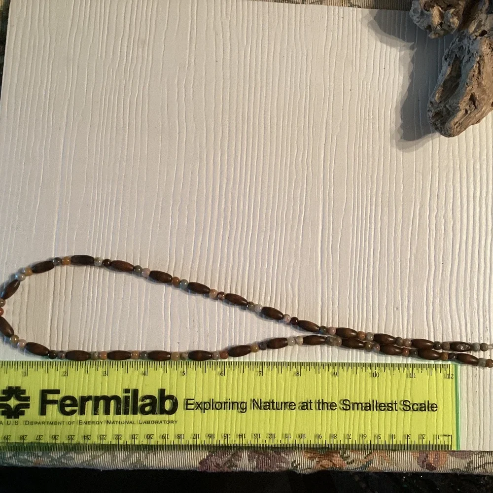 Handmade Wood & Stone Beaded Eyeglass Chain 29”